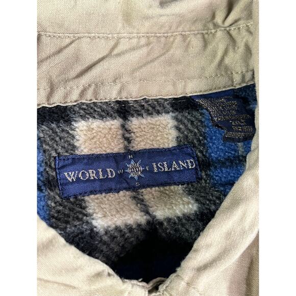 World Island Shirt Shacket Mens 2XLT Flannel Lined Brown Button Down Warm - Picture 5 of 12